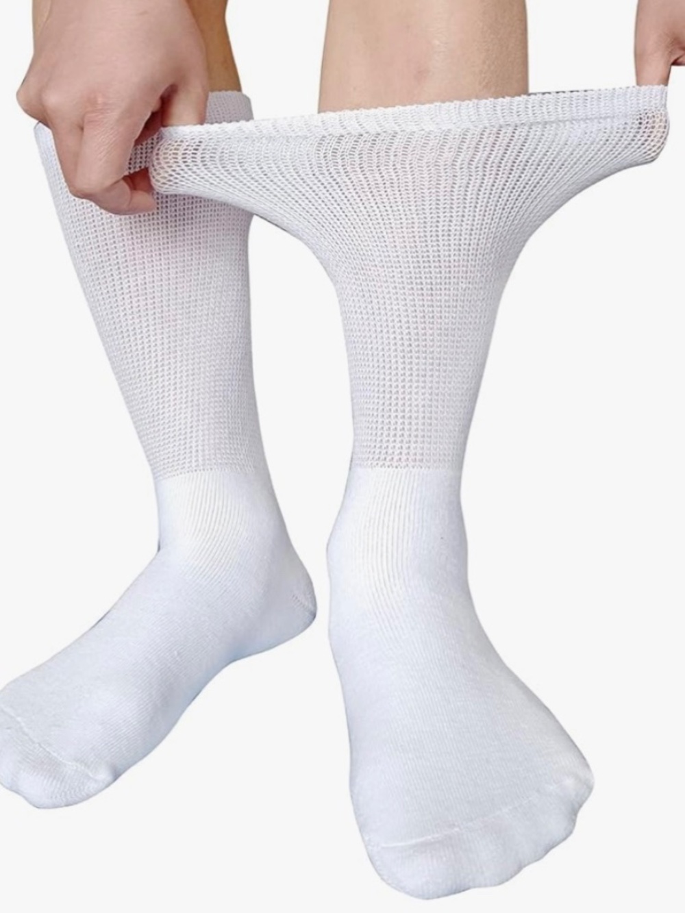 💙5/$15 4 Pairs of White Unisex Non Binding Loose Fit Diabetic Crew Socks
